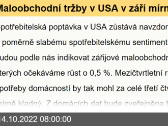 Maloobchodní tržby v USA v září mírně narostly  