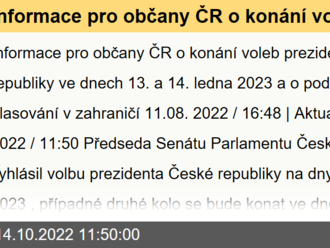 Informace pro občany ČR o konání voleb prezidenta České republiky ve dnech 13. a 14. ledna 2023 a o podmínkách hlasování v zahraničí - ve Varšavě