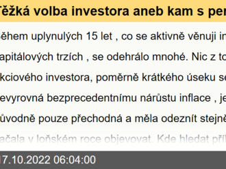 Těžká volba investora aneb kam s penězi v prostředí vysoké inflace?