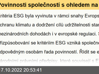 Povinnosti společností s ohledem na ESG a nefinanční reporting