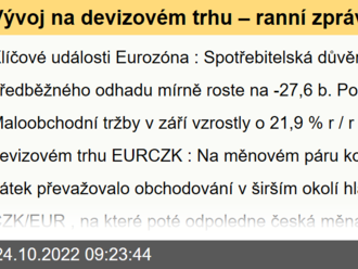 Vývoj na devizovém trhu – ranní zprávy 24.10.2022