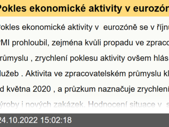 Pokles ekonomické aktivity v eurozóně se v říjnu prohloubil