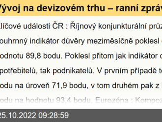 Vývoj na devizovém trhu – ranní zprávy 25.10.2022