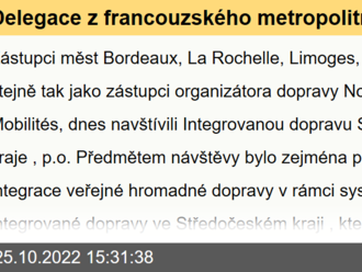 Delegace z francouzského metropolitního regionu Nová Akvitánie navštívila Integrovanou dopravu Středočeského kraje