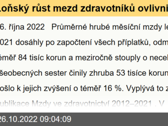 Loňský růst mezd zdravotníků ovlivnily i tzv. covidové odměny