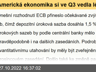 Americká ekonomika si ve Q3 vedla lépe, než se očekávalo  