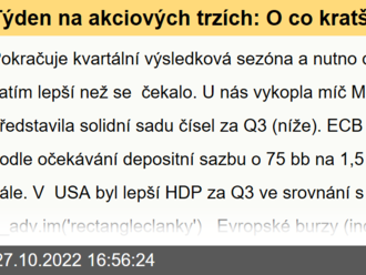 Týden na akciových trzích: O co kratší o to lepší - Komentář