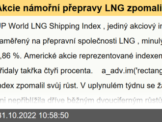 Akcie námořní přepravy LNG zpomalily svůj růst