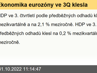 Ekonomika eurozóny ve 3Q klesla