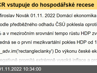 ČR vstupuje do hospodářské recese