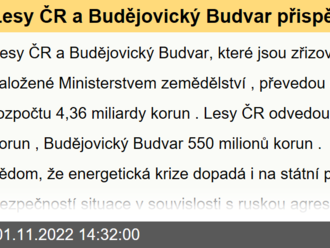 Lesy ČR a Budějovický Budvar přispějí do státního rozpočtu částkou 4,36 miliardy korun