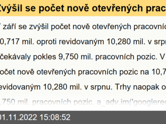 Zvýšil se počet nově otevřených pracovních pozic