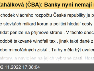 Zahálková  : Banky nyní nemají mimořádné zisky, chystaná daň nepůsobí férově. Vláda by měla využít jiné možnosti řešení hlubokého rozpočtového deficitu