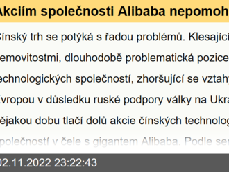 Akciím společnosti Alibaba nepomohl ani Si Ťin-pchingův projev. Nadále ztrácejí na hodnotě