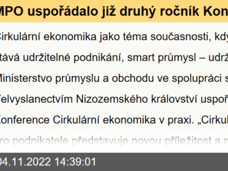 MPO uspořádalo již druhý ročník Konference Cirkulární ekonomika v praxi Cirkulární ekonomika jako téma současnosti, kdy se normou stává udržitelné p