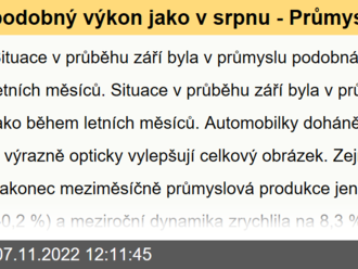 podobný výkon jako v srpnu - Průmysl