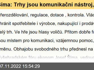 Šíma: Trhy jsou komunikační nástroj, poctivá směna je vždy hra s pozitivním součtem