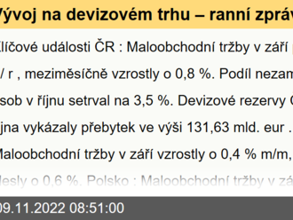 Vývoj na devizovém trhu – ranní zprávy 09.11.2022