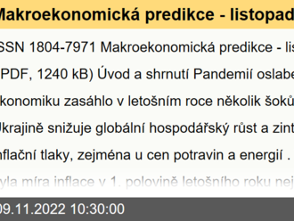 Makroekonomická predikce - listopad 2022