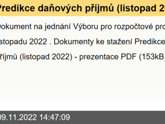 Predikce daňových příjmů   - prezentace