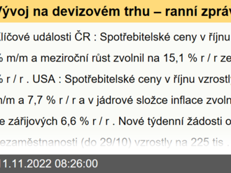 Vývoj na devizovém trhu – ranní zprávy 11.11.2022