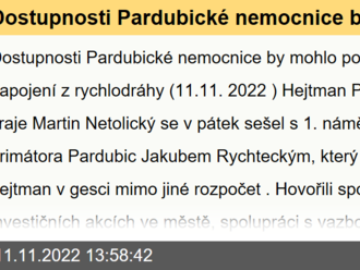 Dostupnosti Pardubické nemocnice by mohlo pomoci přímé napojení z rychlodráhy