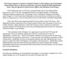 FTX Trading Ltd. announced today that it have commenced voluntary proceedings under Chapter 11 of the United States Bankruptcy