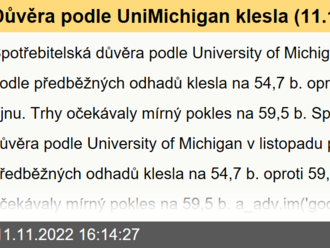 Důvěra podle UniMichigan klesla  