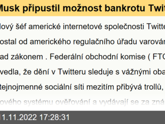 Musk připustil možnost bankrotu Twitteru. Nestojíte nad zákonem, vzkázal americký regulátor