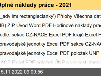 Úplné náklady práce - 2021