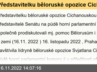 Představitelku běloruské opozice Cichanouskou přivítali představitelé Senátu na půdě horní parlamentní komory. Společně prodiskutovali mj. pomoc Bělorusům i aktuální situaci v zemi