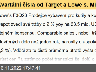 Kvartální čísla od Target a Lowe’s. Micron Technology snižuje plánovanou výrobu a capexy - Summary