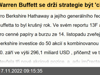 Warren Buffett se drží strategie být 'chamtiví, až když se ostatní bojí'