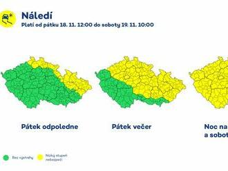 Aktualizace výstrahy ČHMÚ ❄️ Mokré povrchy budou namrzat a místy se vytvoří náledí. Dešťové srážky se budou postupně měnit ve sněhové