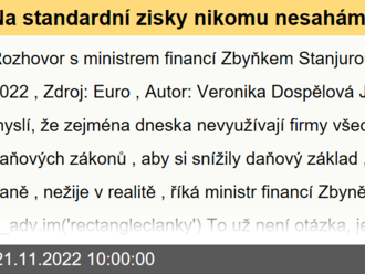 Na standardní zisky nikomu nesaháme - rozhovor s ministrem financí Zbyňkem Stanjurou