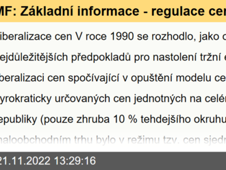 MF: Základní informace - regulace cen, ochrana trhu, cenová stabilita a konkurence, cenová kontrola