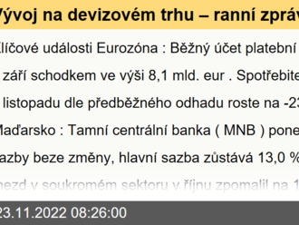 Vývoj na devizovém trhu – ranní zprávy 23.11.2022