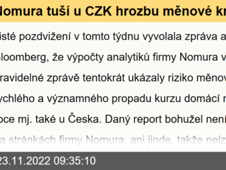 Nomura tuší u CZK hrozbu měnové krize