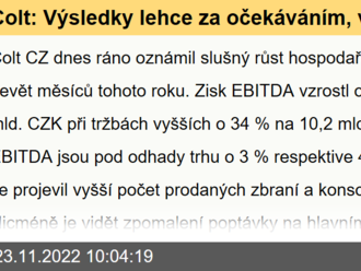 Colt: Výsledky lehce za očekáváním, výhled potvrzen - Komentář k výsledkům hospodaření