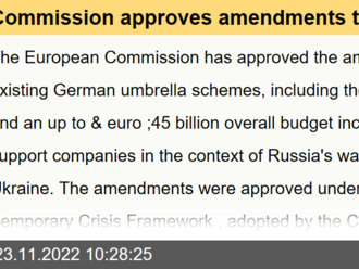 Commission approves amendments to German schemes, including up to €45 billion budget increase, to support companies in context of Russia's war against Ukraine - State aid