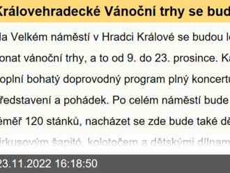 Královehradecké Vánoční trhy se budou poprvé konat na Velkém náměstí