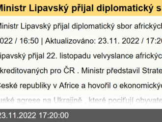 Ministr Lipavský přijal diplomatický sbor afrických zemí