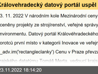 Královehradecký datový portál uspěl v národním kole Mezinárodní ceny inovací