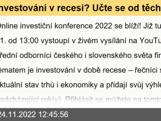 Investování v recesi? Učte se od těch nejlepších v oboru již tuto sobotu!