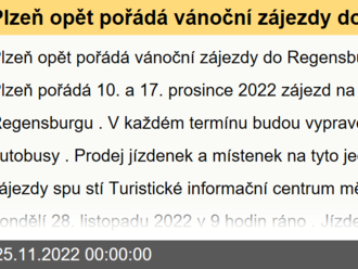 Plzeň opět pořádá vánoční zájezdy do Regensburgu