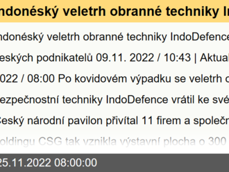 Indonéský veletrh obranné techniky IndoDefence přivítal 50 českých podnikatelů