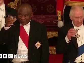 Charles hosts first state banquet as king at Buckingham Palace