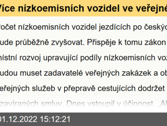 Více nízkoemisních vozidel ve veřejné dopravě. V účinnost vstoupil nový zákon - MMR