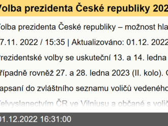 Volba prezidenta České republiky 2023 – možnost hlasování v Litvě  