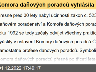 Komora daňových poradců vyhlásila 1. 12. za „Den daňového poradenství“